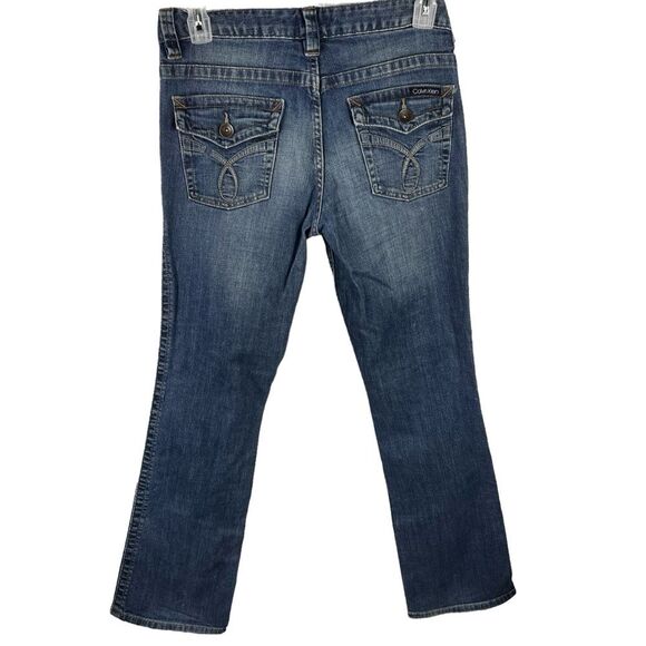 Calvin Klein Jeans Lean Bootcut Size 8 Lightly Distressed Blue Denim - Picture 1 of 15